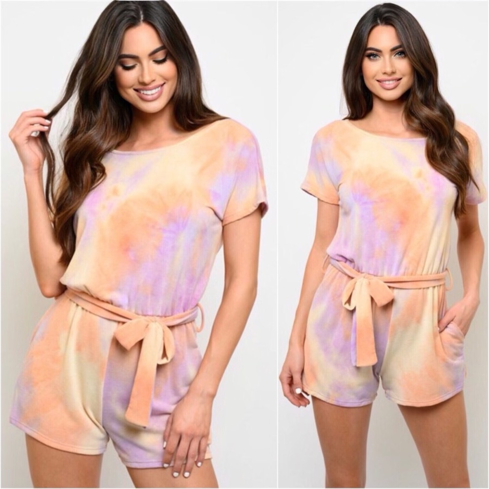 MULTICOLOR TIE DYE SHORTS ROMPER